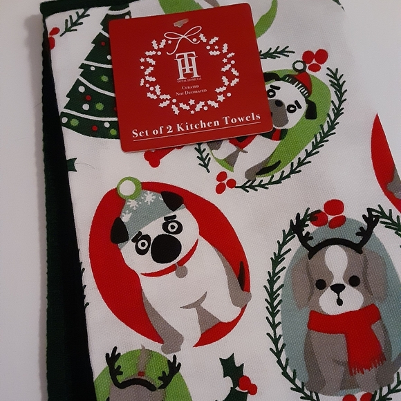 Christmas Dogs Kitchen Towels Set - Picture 3 of 8